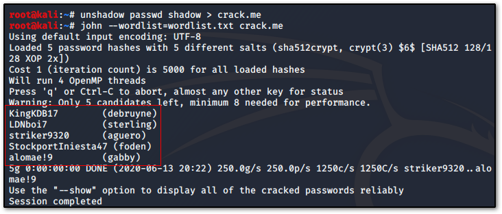 Cracking passwords with John the Ripper
