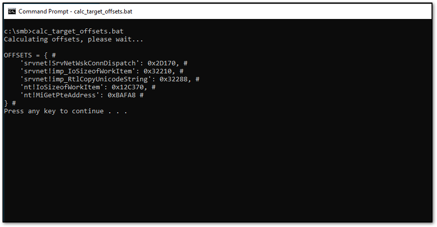 Calculating target offsets